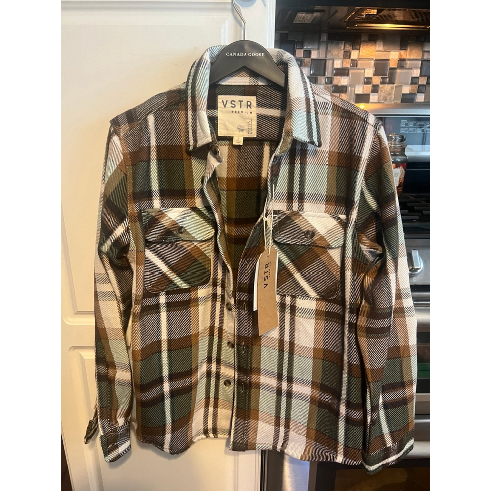 NWT VSTR Premium Men’s Plaid Long Sleeve Shirt Shacket Jacket